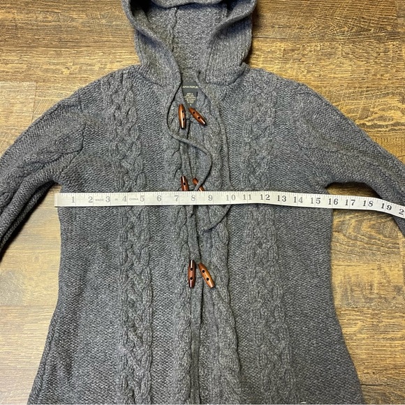 Vintage Banana Republic Sweater Womens Small Gray Cardigan Wool Hooded Flare - Picture 3 of 8